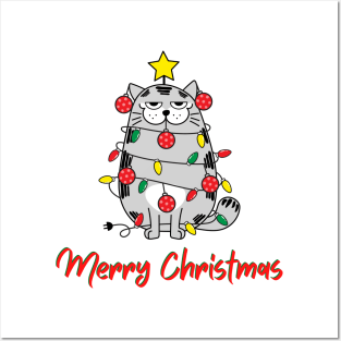 FUNNY CAT Merry Christmas! Kitty Posters and Art